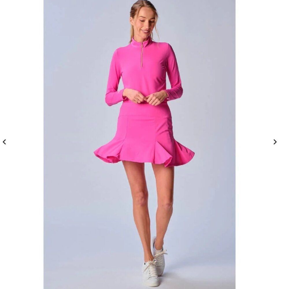 NWT G Lifestyle Solid 17-Inch Flare Skort - Hot Pink in Size M